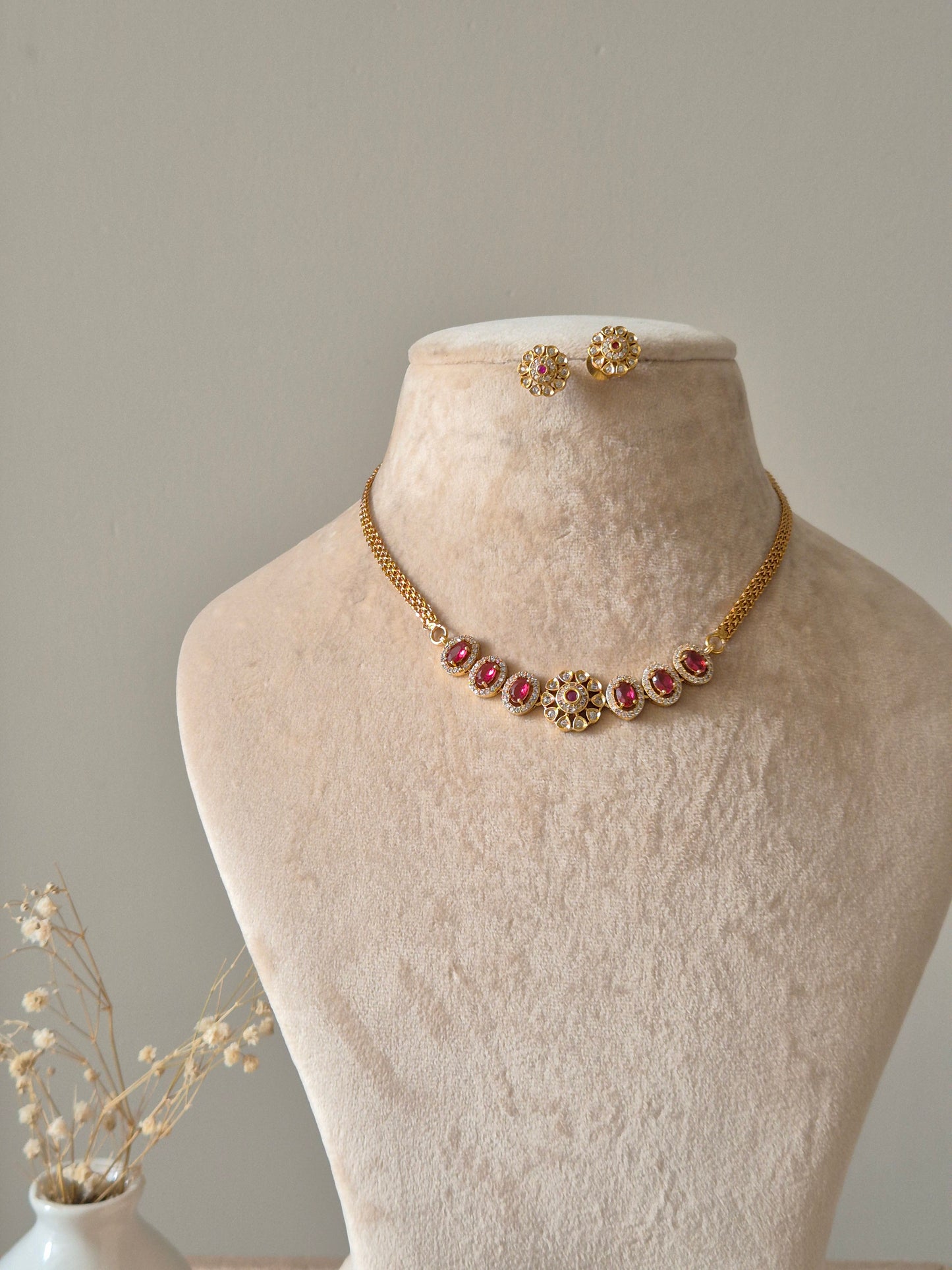 Tithi Gold Necklace Set, handcrafted golden jewelry with modern Indian aesthetics by Naitri.