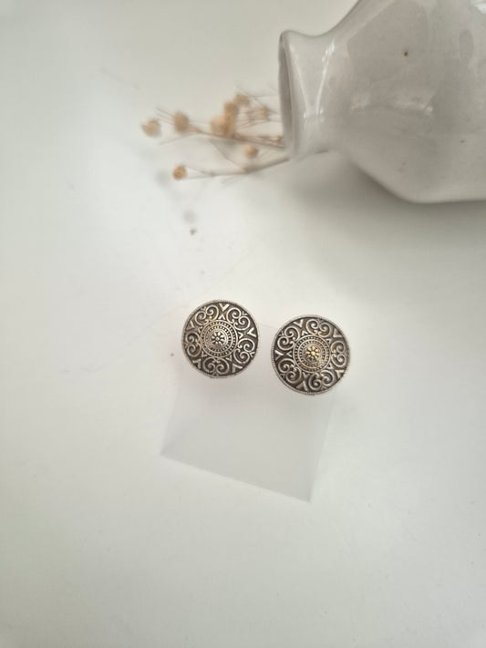 Sohini Earrings, silver handcrafted oxidized stud earrings for timeless and versatile appeal.