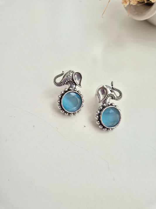 Samhita Earrings, elegant blue handcrafted oxidized earrings for daily and special occasions.