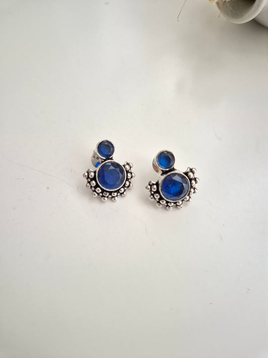 Nirali Earrings, handcrafted oxidized dangle earrings in blue and red, unique ethnic accessory.