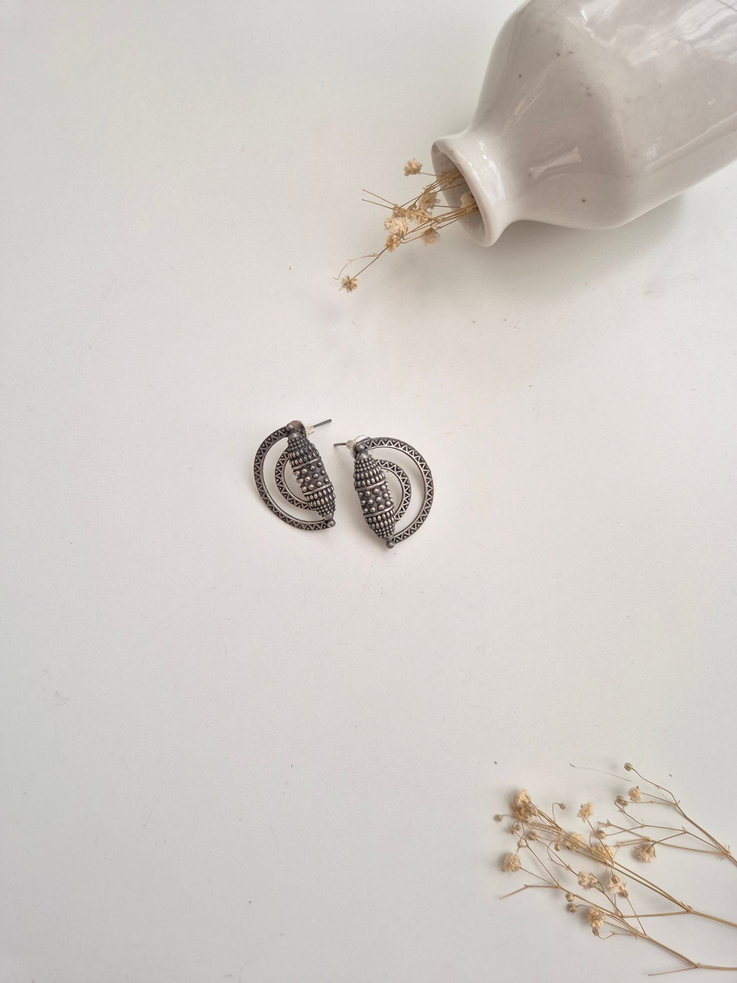 Unique handcrafted oxidized Namrata Earrings in black and silver, comfortable for everyday wear.