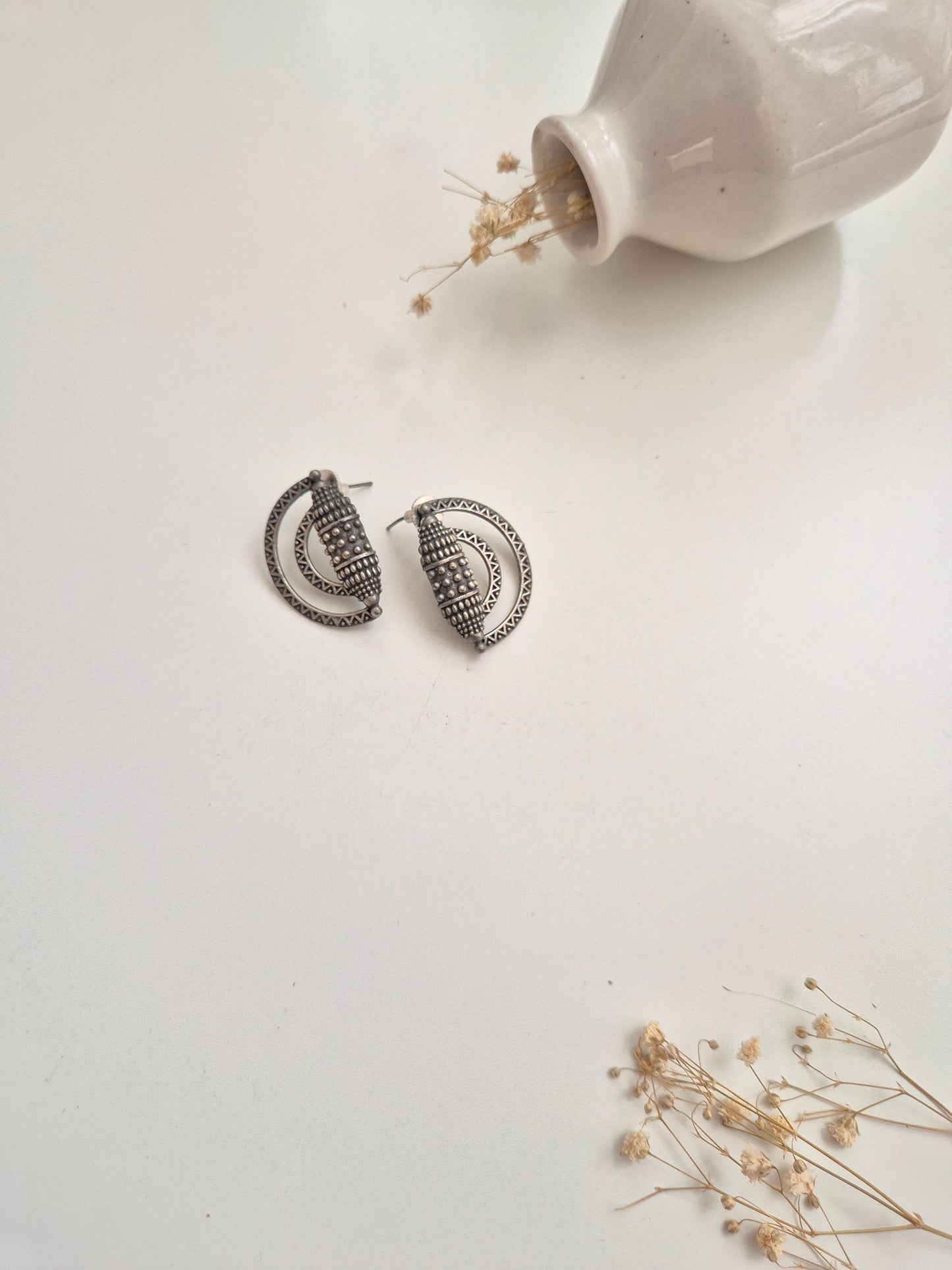 Unique handcrafted oxidized Namrata Earrings in black and silver, comfortable for everyday wear.
