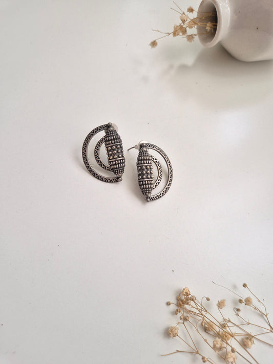 Unique handcrafted oxidized Namrata Earrings in black and silver, comfortable for everyday wear.