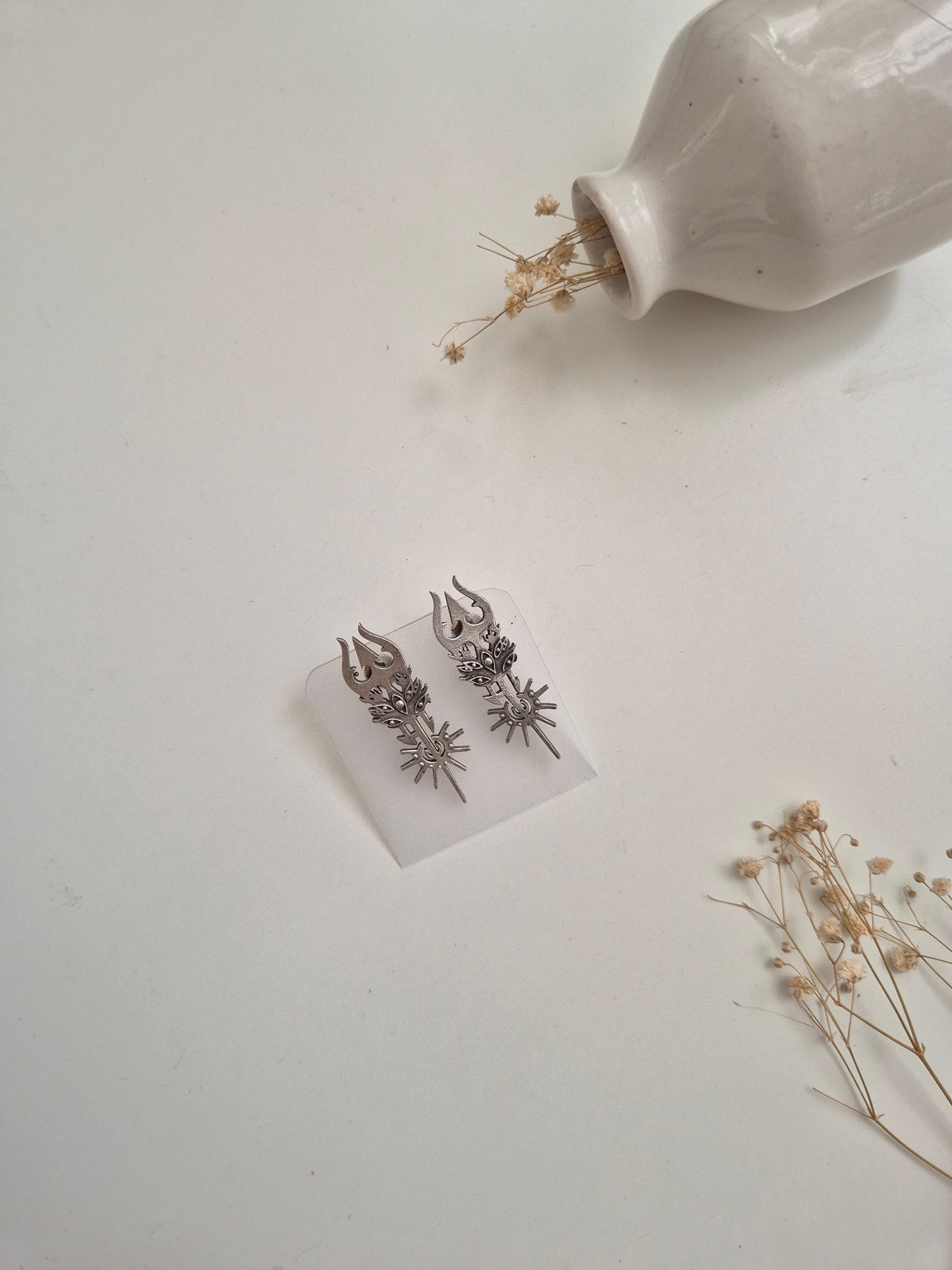 Beautiful and unique handcrafted oxidized Shaila Earrings with dangle design.