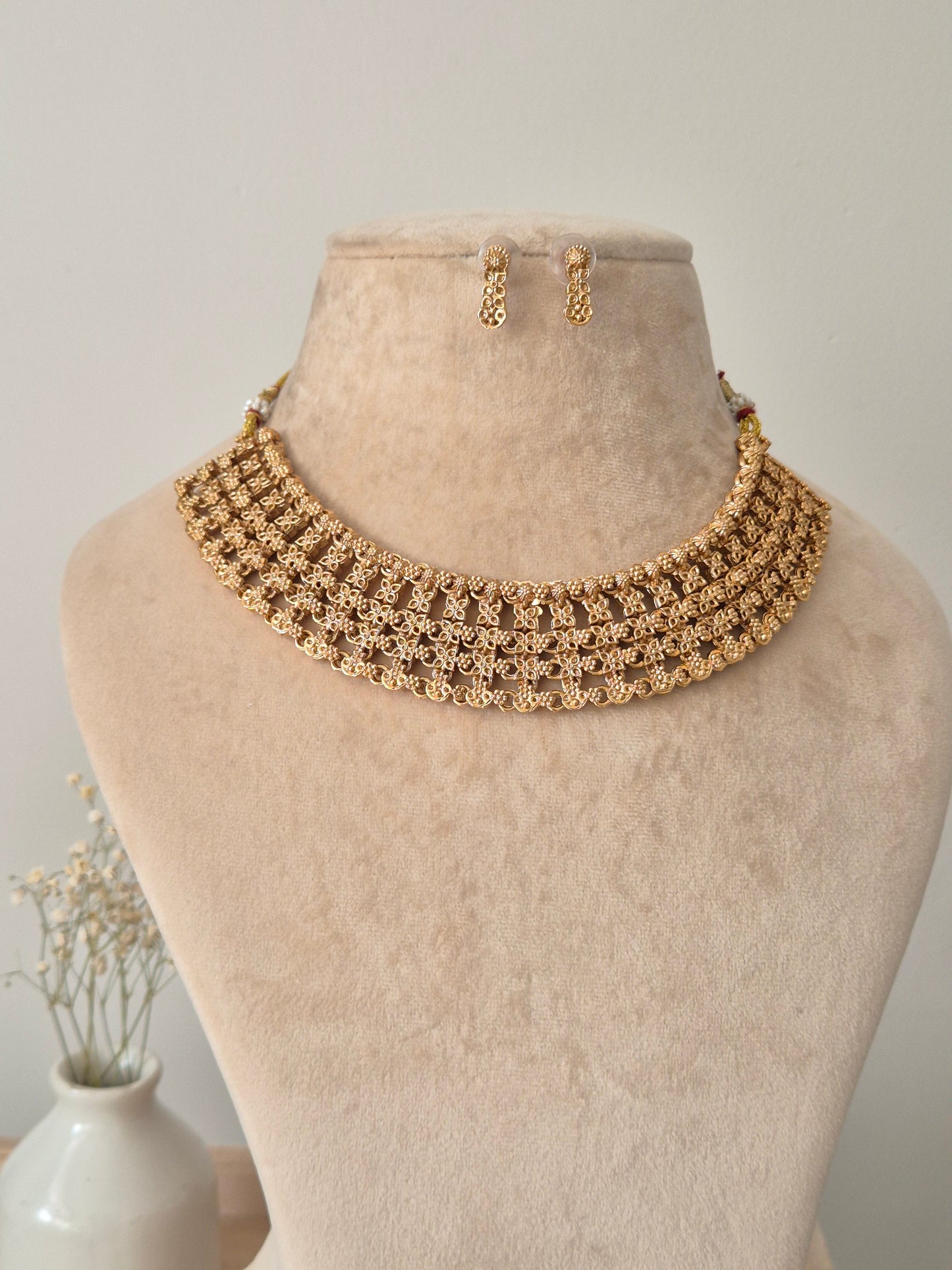 Varsha Golden Necklace Set