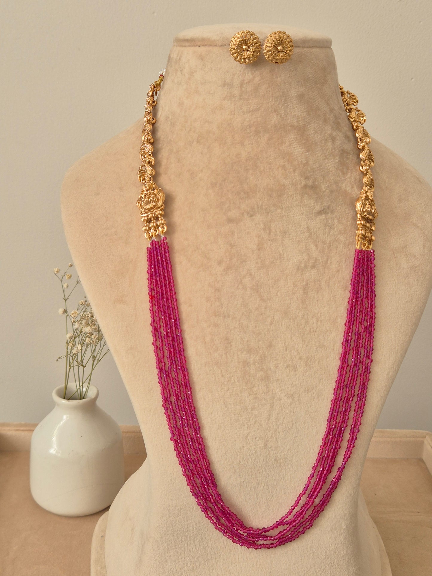 Chetna Long Golden Necklace Set
