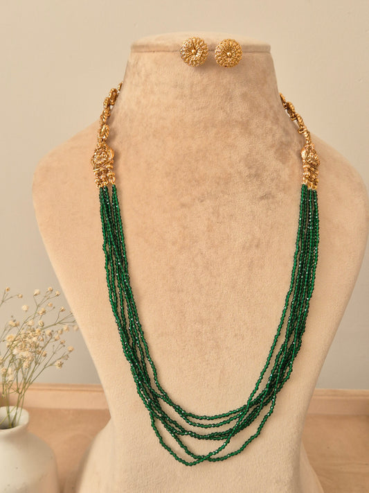 Shwetha Long Golden Necklace Set