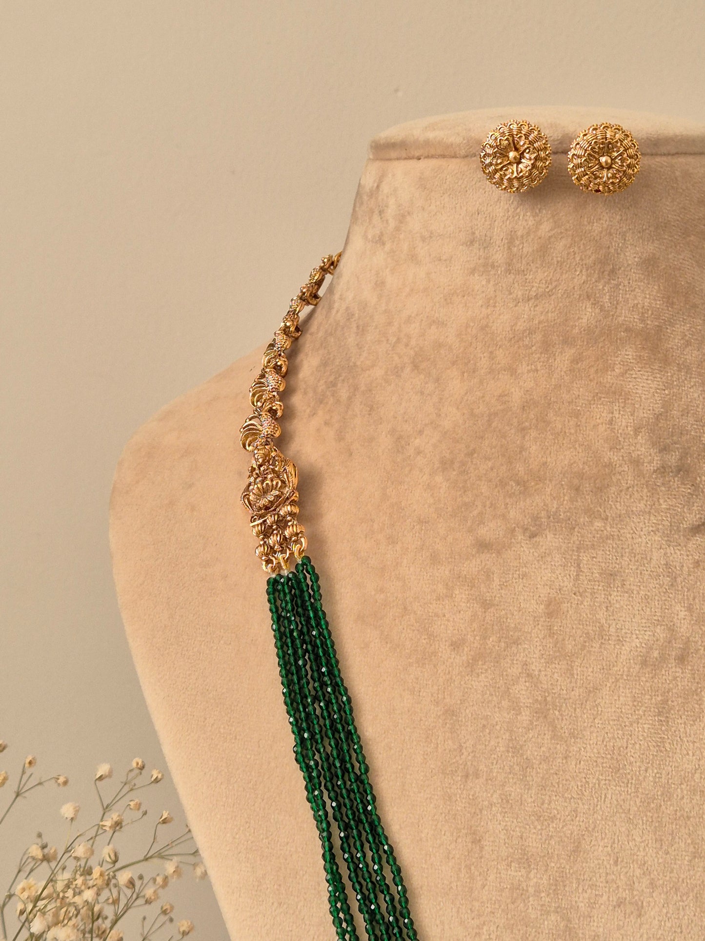 Shwetha Long Golden Necklace Set