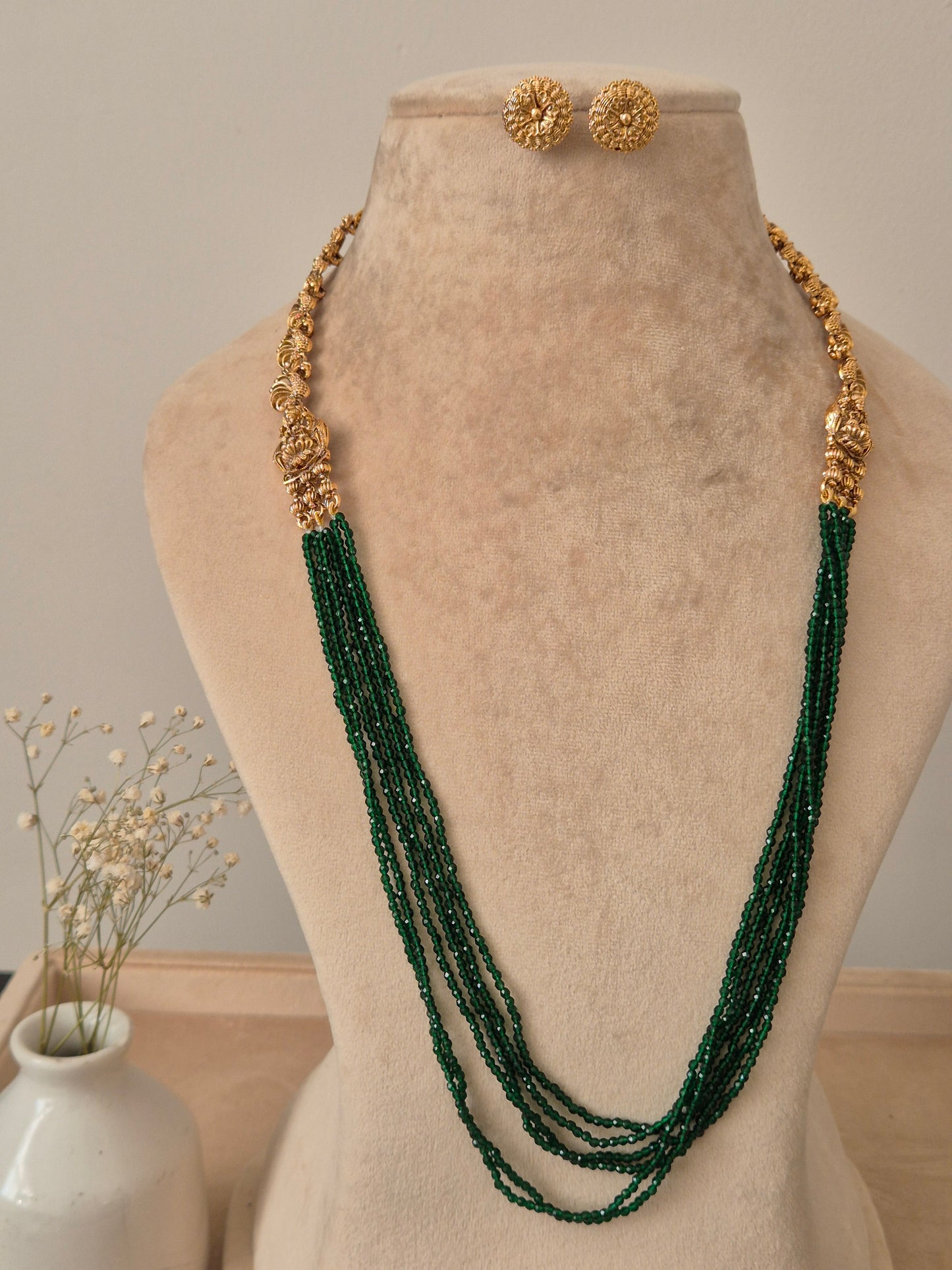 Shwetha Long Golden Necklace Set