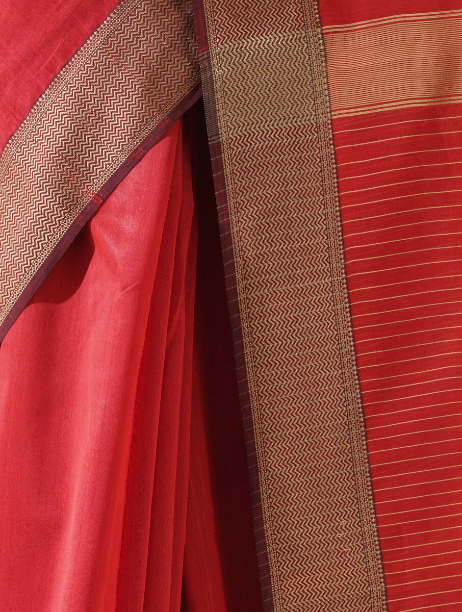 Red Maheshwari Saree