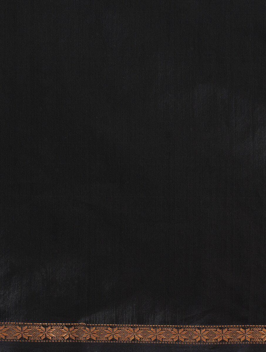 Beautiful grey and black saree draped on mannequin highlighting traditional craftsmanship and silk texture