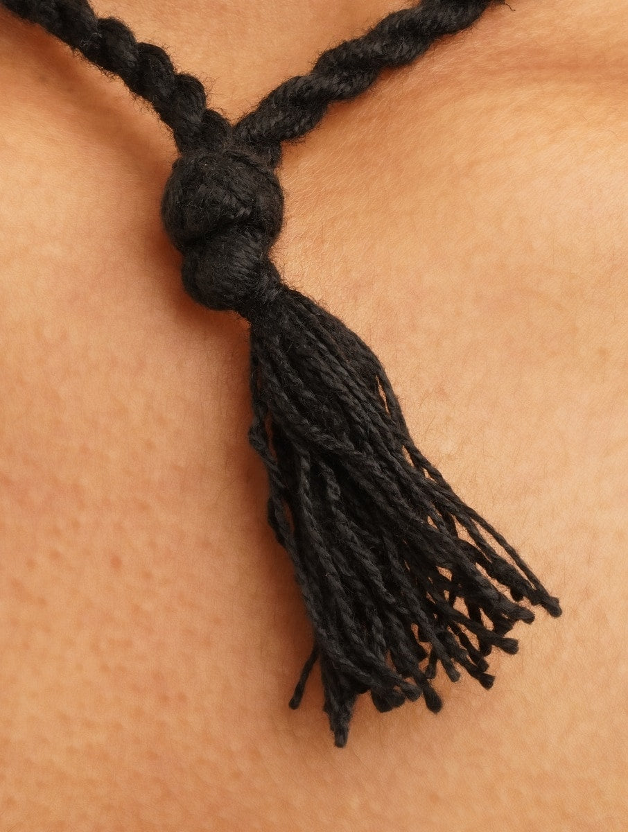 Silver choker and earrings set with multiple color accents, full ensemble view