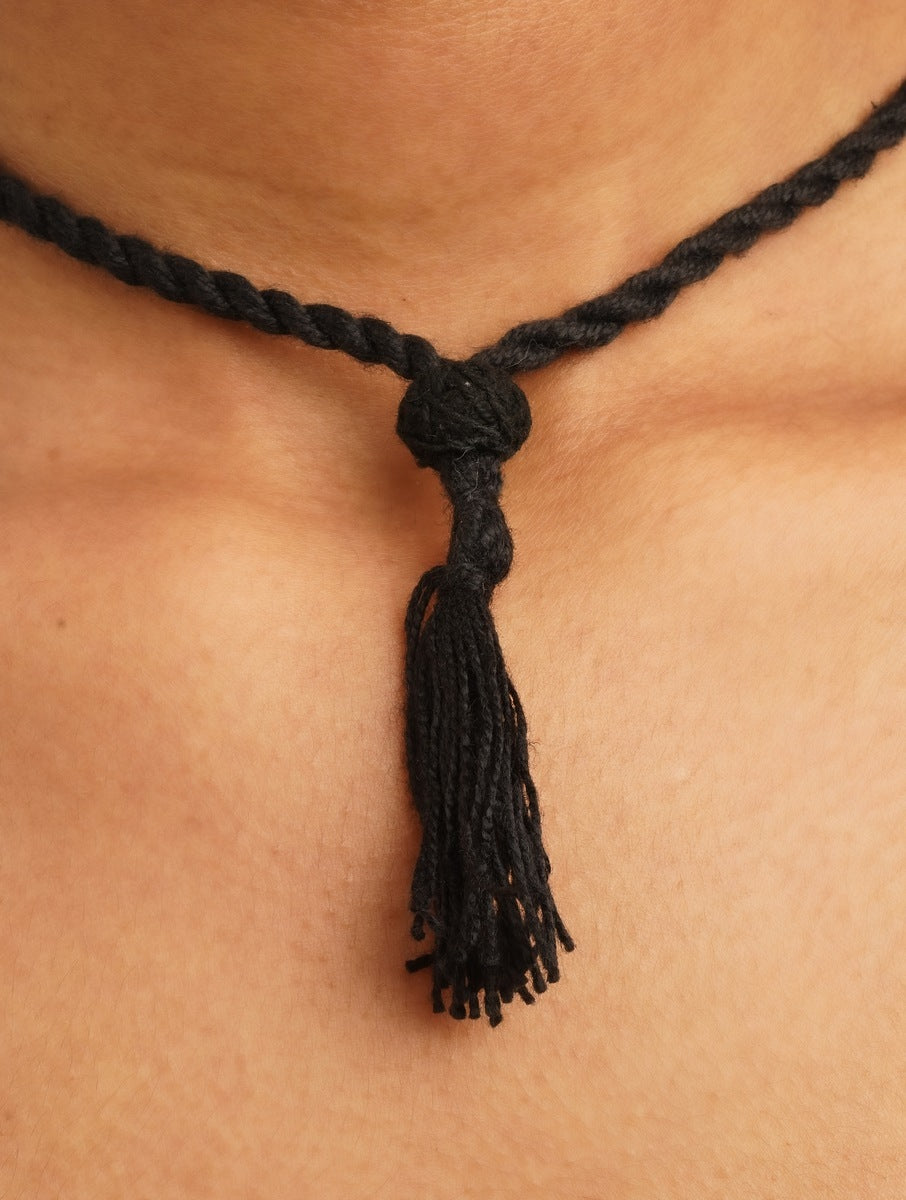 Silver, green, and black necklace set, handcrafted, artistic drape