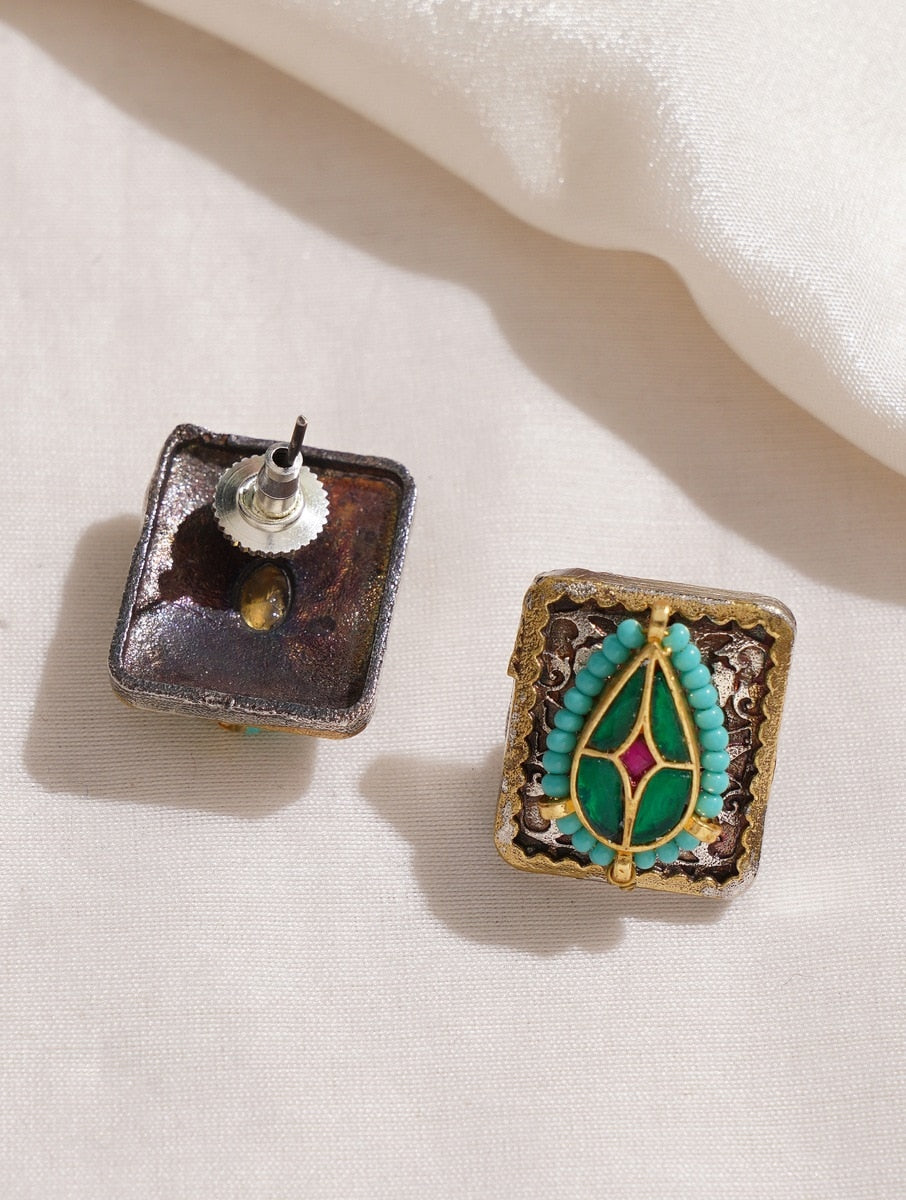 Gold, black, and green choker necklace set, Ojasvi by Naitri.