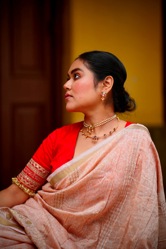 Adaa Naitri Cotton Silk Hand Block Print Saree