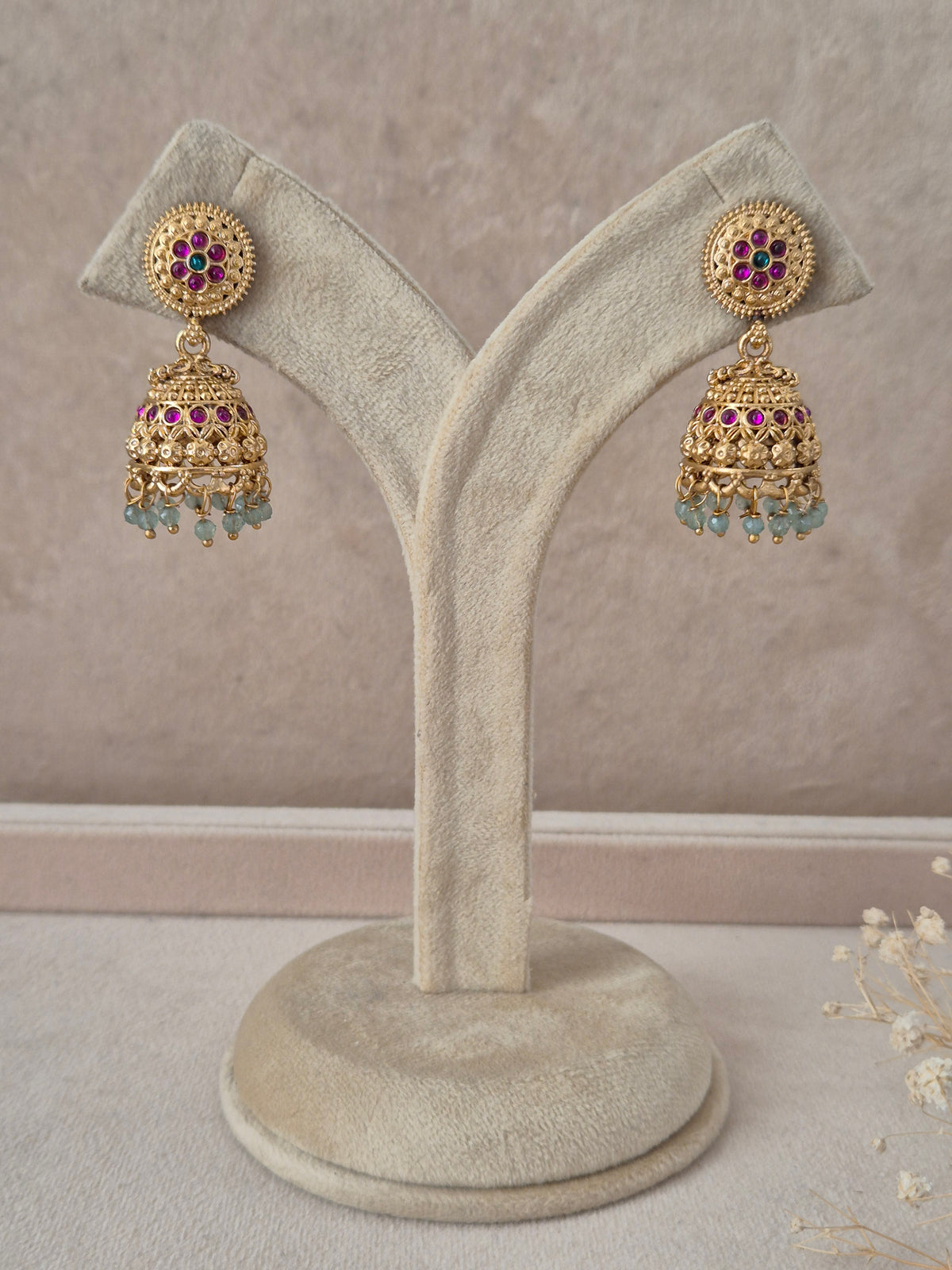 Babli traditional golden ethnic jhumka earrings handcrafted traditional earrings by Naitri.in