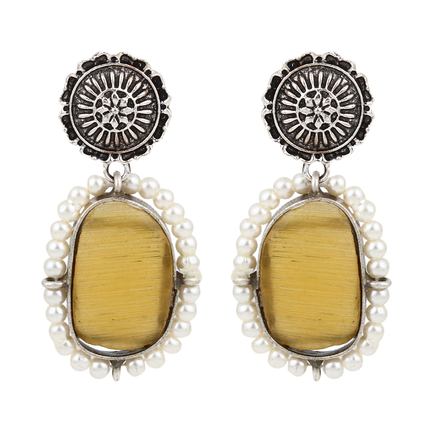 Yellow, multicolor and silver statement choker, Deveena by Naitri.
