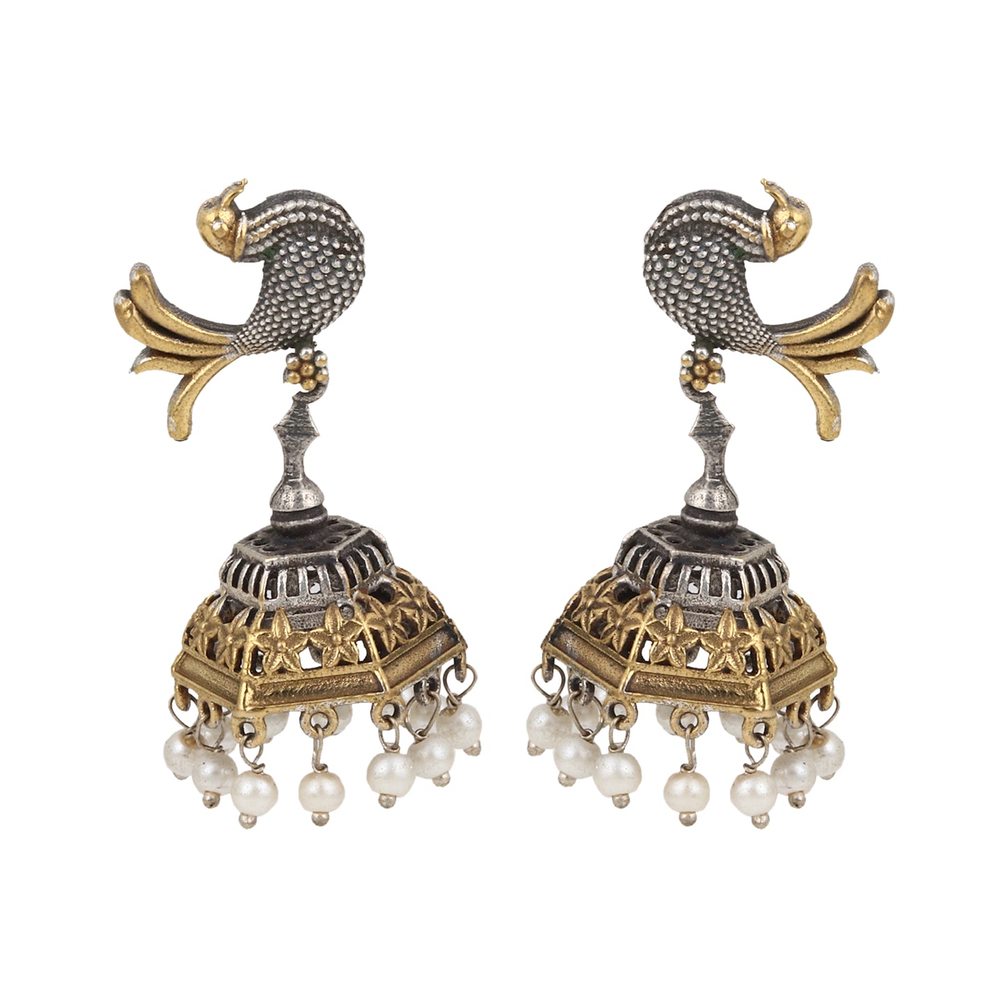 Silver, red and gold pendant necklace set, Preksha by Naitri, elegant traditional design.
