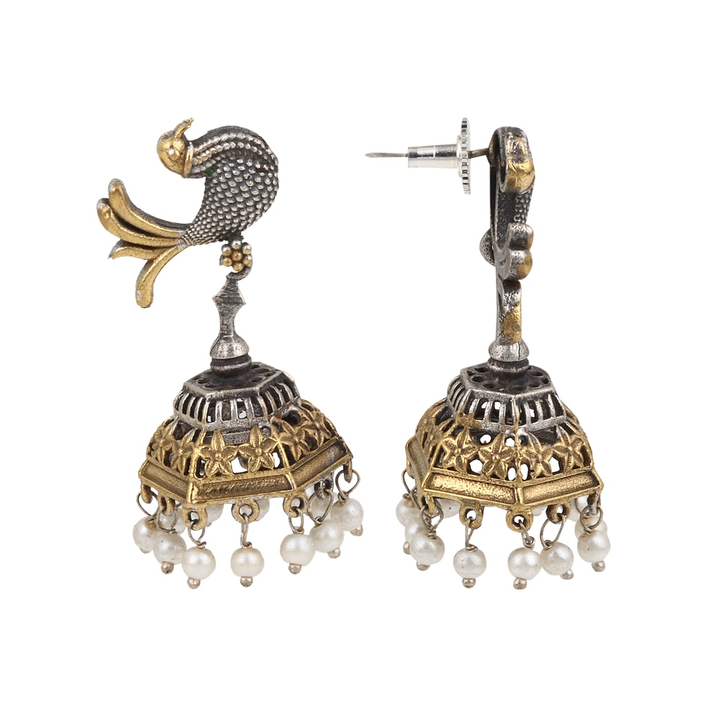 Silver, red and gold pendant necklace set, Preksha by Naitri, elegant traditional design.