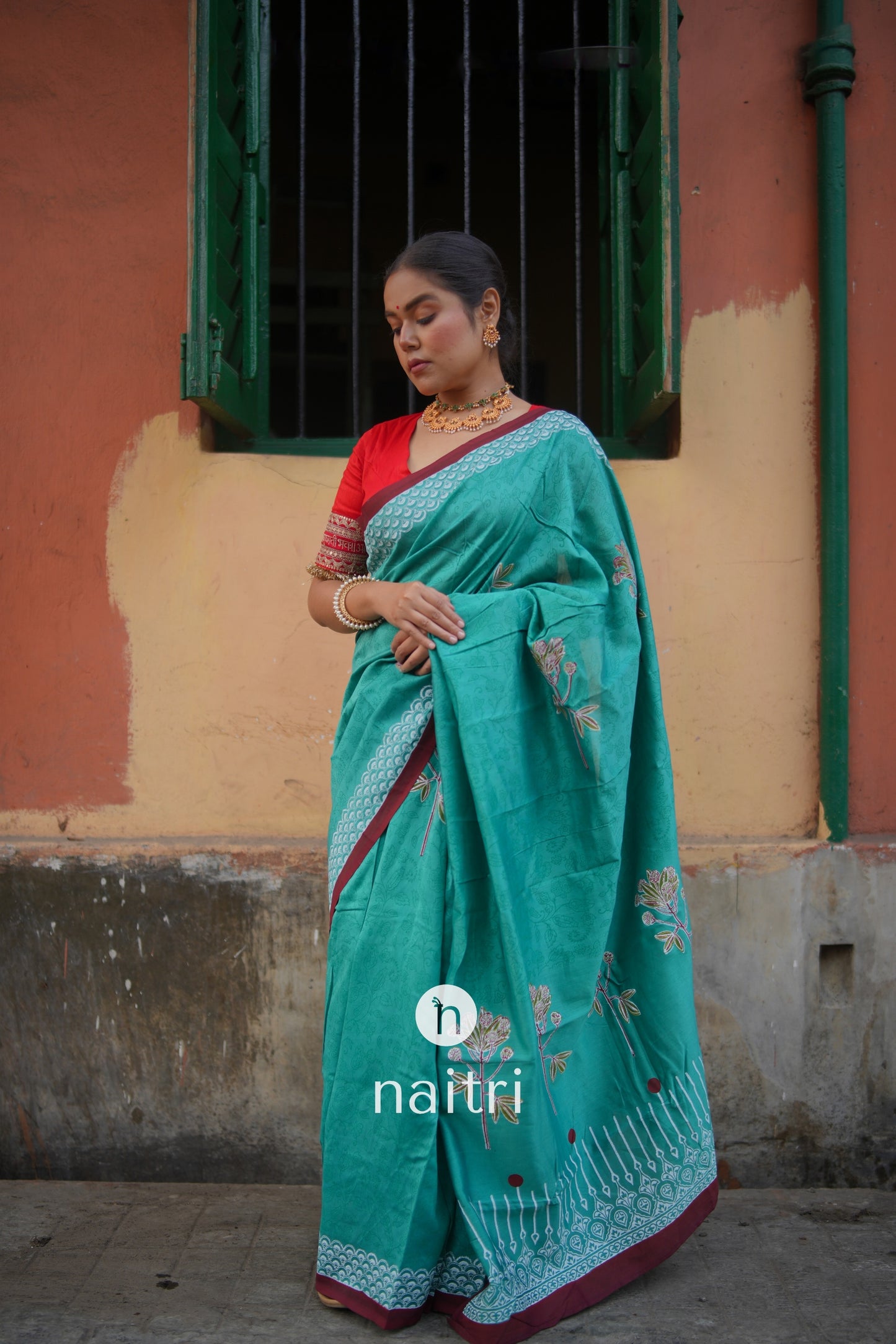 Manjari Hand Block Print Saree by Naitri - Saree