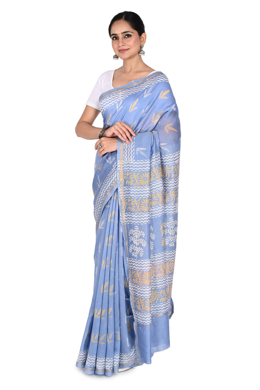 cotton-silk blend with blouse piece. Traditional Bagh print ethnic wear for women from Naitri.in
