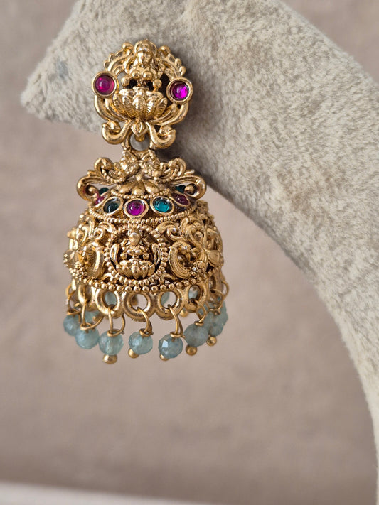 Manjari traditional ethnic gold tone jhumka earrings by naitri.in