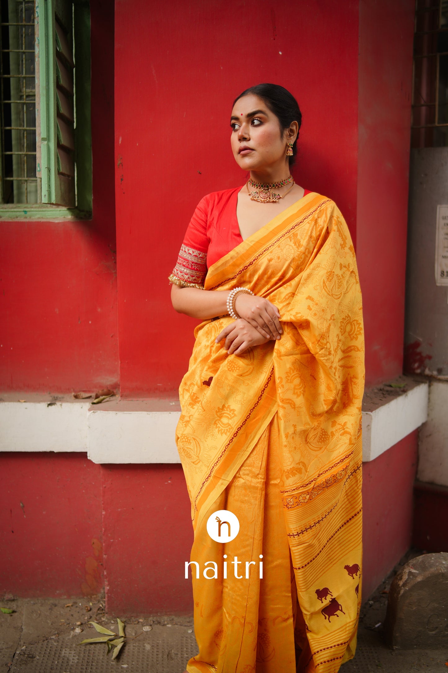 Nandi Hand Block Print Saree