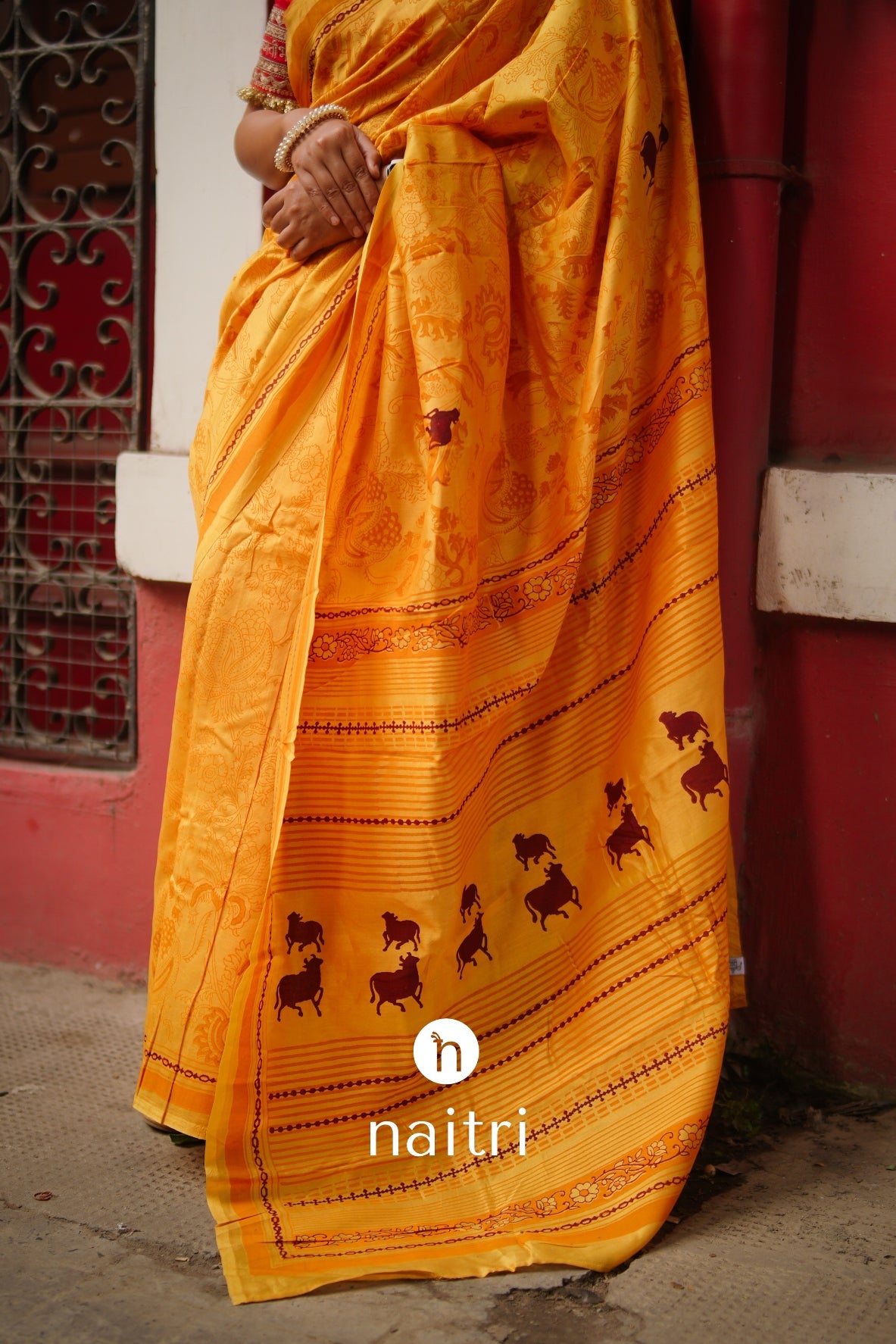 Nandi Hand Block Print Saree