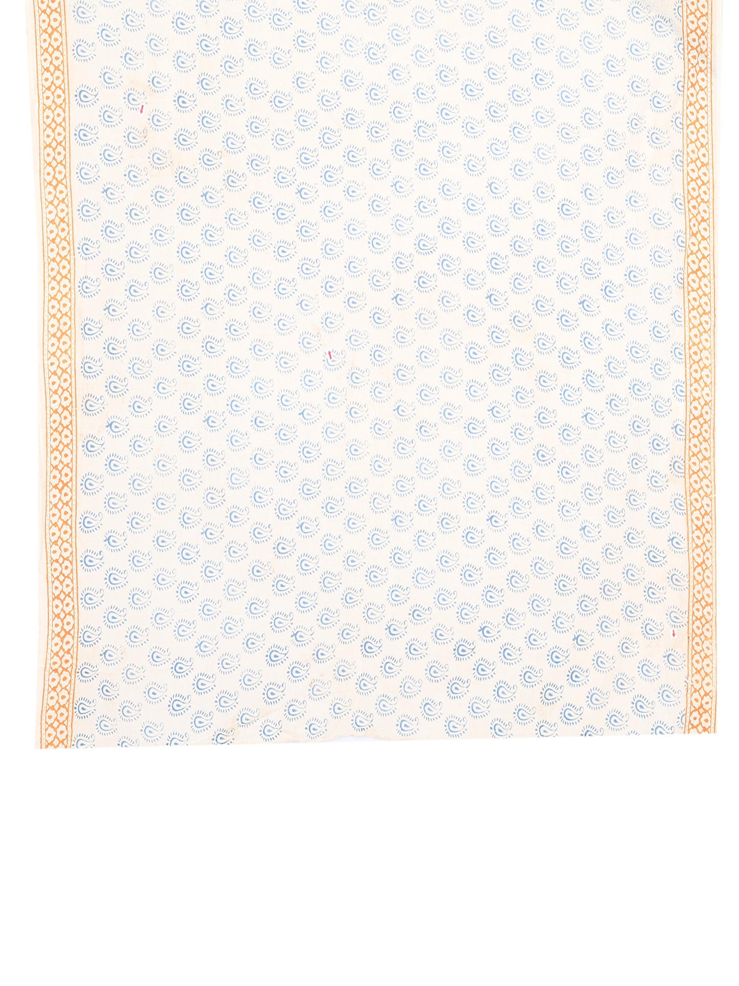 Handcrafted breathable cotton saree from Bagh, Madhya Pradesh, showcasing authentic blue hand block prints on a white base blouse by naitri.in