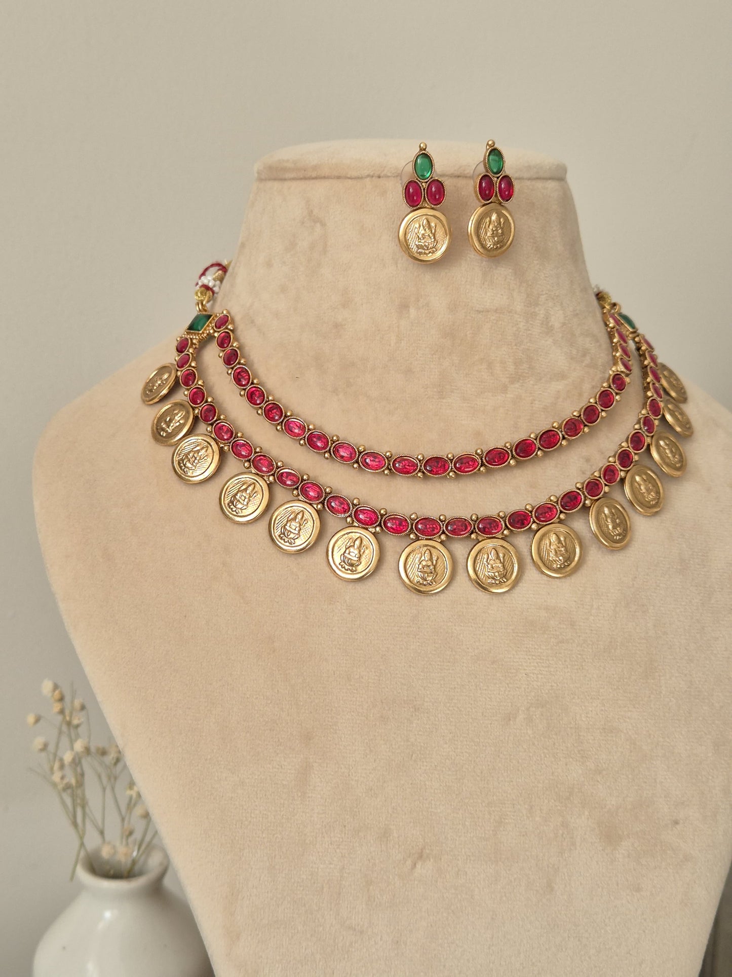 Ratna Temple Necklace Set by Naitri - Necklace