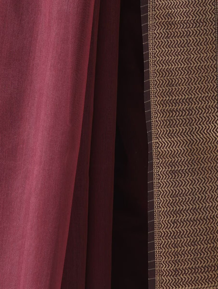 Wine Maheshwari Saree with Blouse Piece