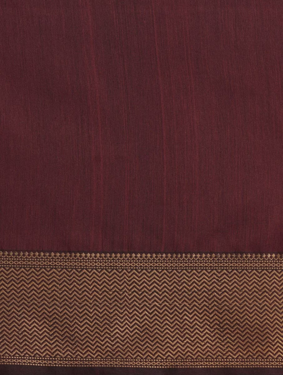 Wine Maheshwari Saree with Blouse Piece