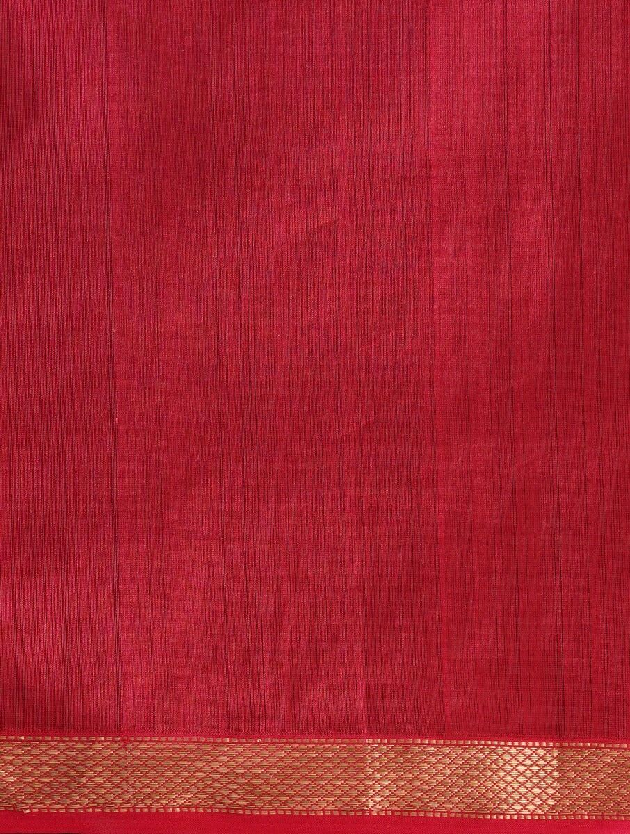 Red & Orange Maheshwari Saree with Blouse Piece