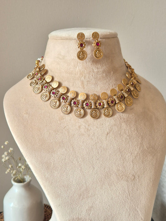 Rudrani Temple Necklace Set by Naitri - Necklace