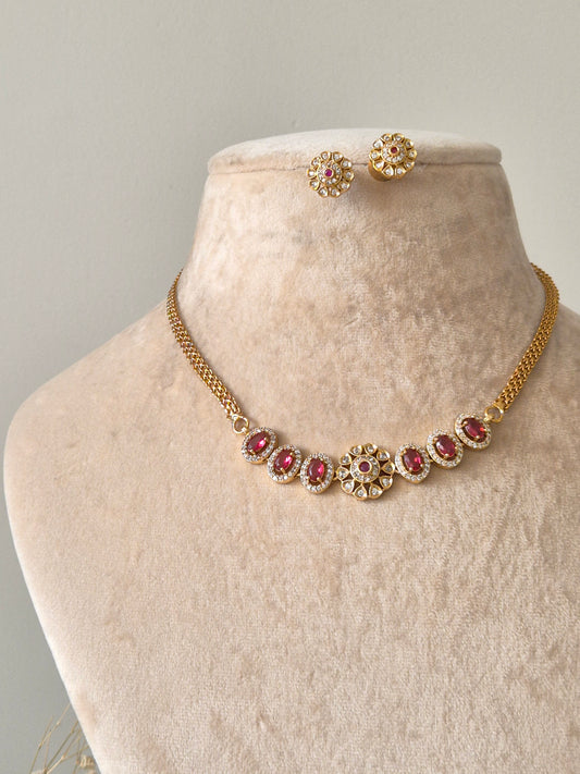 Tithi Gold Necklace Set, handcrafted golden jewelry with modern Indian aesthetics by Naitri.