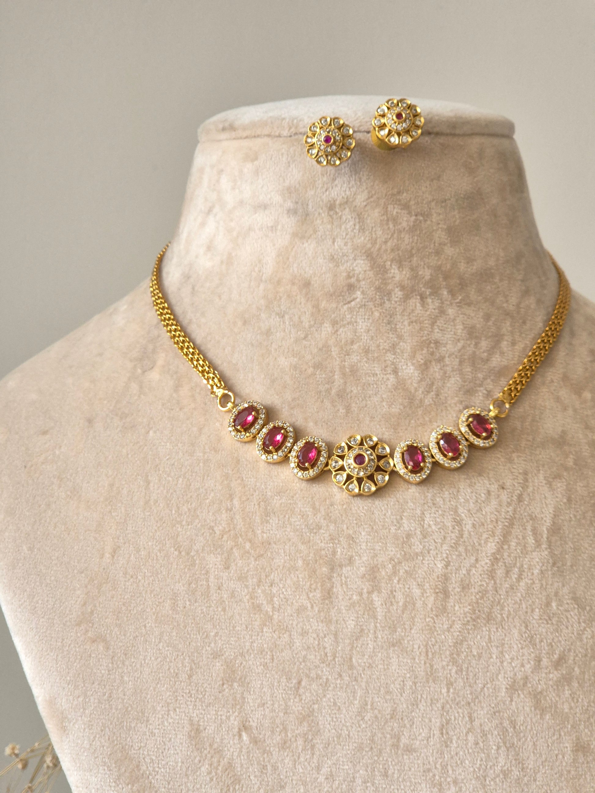 Tithi Gold Necklace Set, handcrafted golden jewelry with modern Indian aesthetics by Naitri.