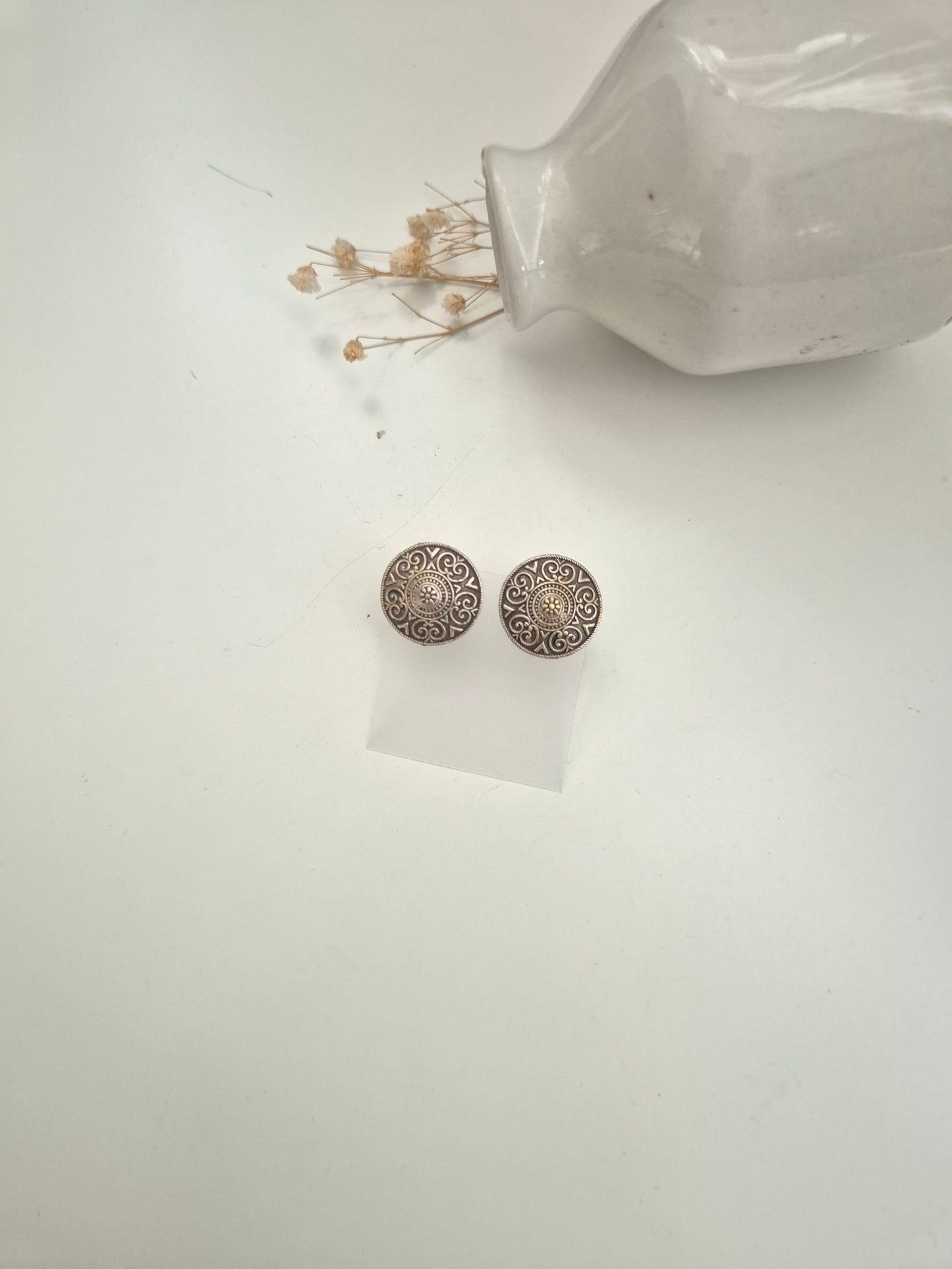 Sohini Earrings, silver handcrafted oxidized stud earrings for timeless and versatile appeal.