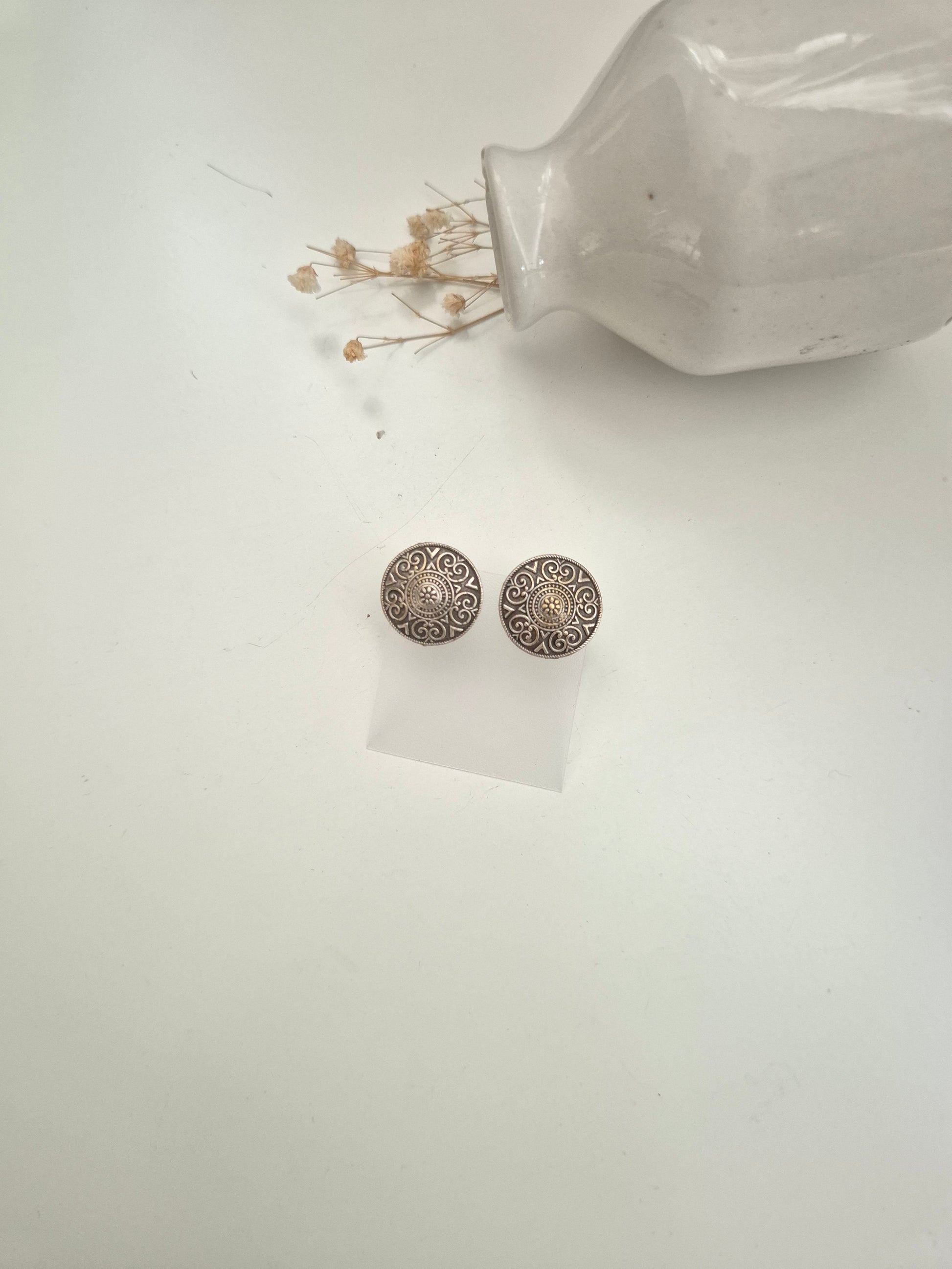 Sohini Earrings, silver handcrafted oxidized stud earrings for timeless and versatile appeal.