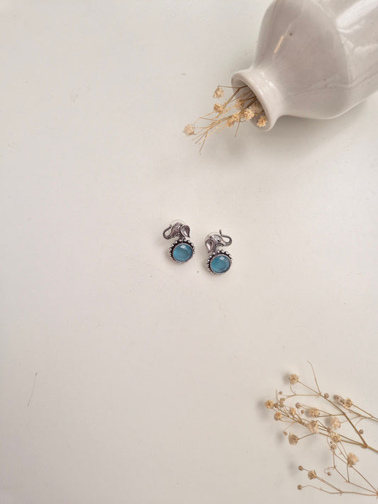 Samhita Earrings, elegant blue handcrafted oxidized earrings for daily and special occasions.