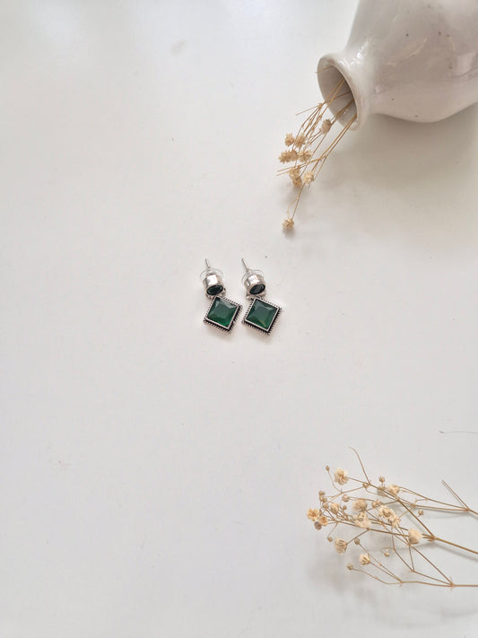 Premium handcrafted oxidized Achala Earrings in green, lightweight and comfortable.