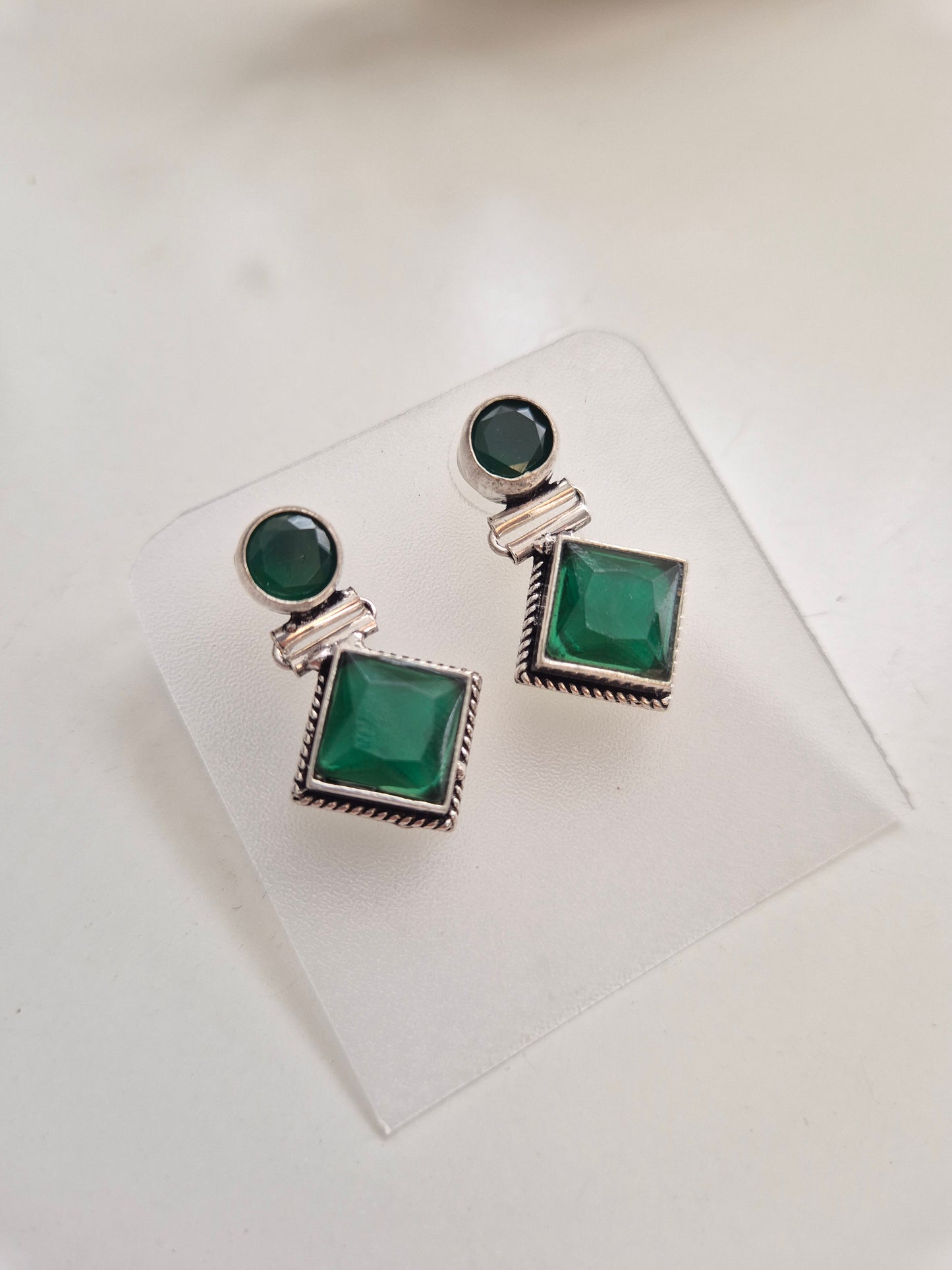Premium handcrafted oxidized Achala Earrings in green, lightweight and comfortable.