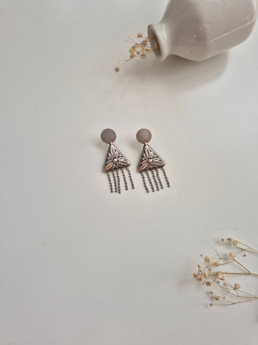 Advika Earrings by Naitri, handcrafted oxidized silver jewelry for versatile styling.