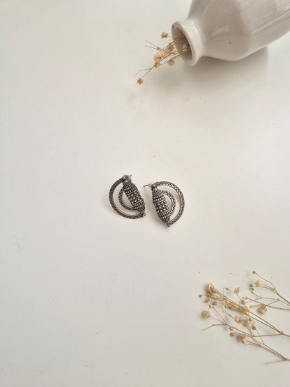 Unique handcrafted oxidized Namrata Earrings in black and silver, comfortable for everyday wear.