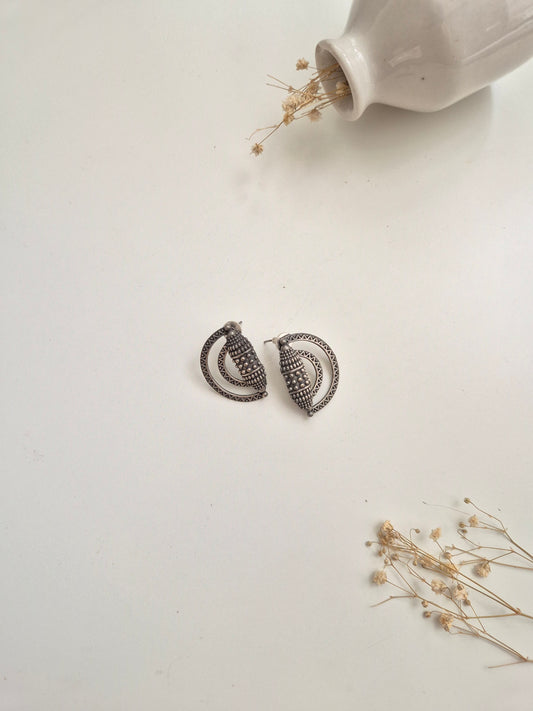 Unique handcrafted oxidized Namrata Earrings in black and silver, comfortable for everyday wear.
