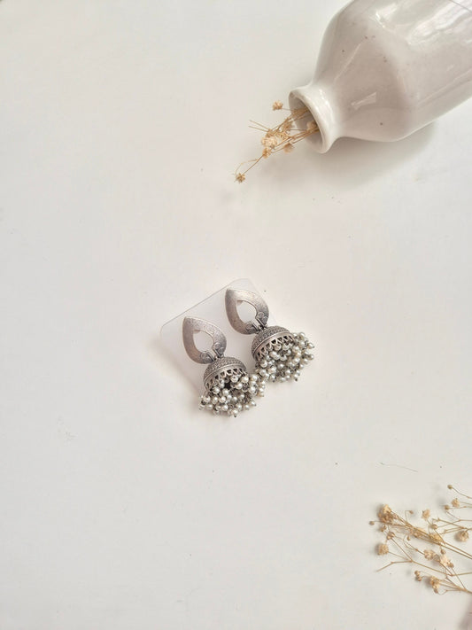 Beautiful traditional design oxidized Kirtana Earrings, lightweight and stylish accessory.
