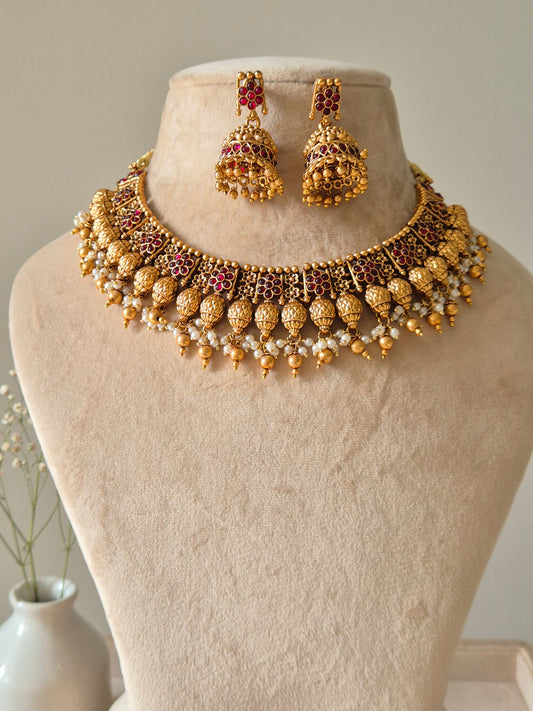 Mahika Golden Necklace Set by Naitri - Necklace