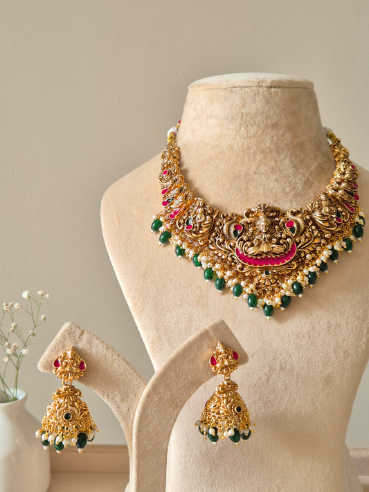 Madhuram Temple Necklace Set by Naitri - Necklace
