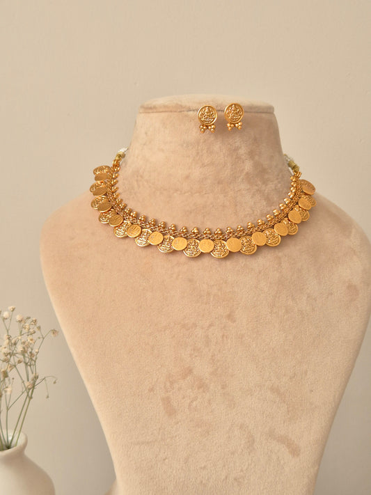 Pragya Golden Necklace Set by Naitri - Necklace