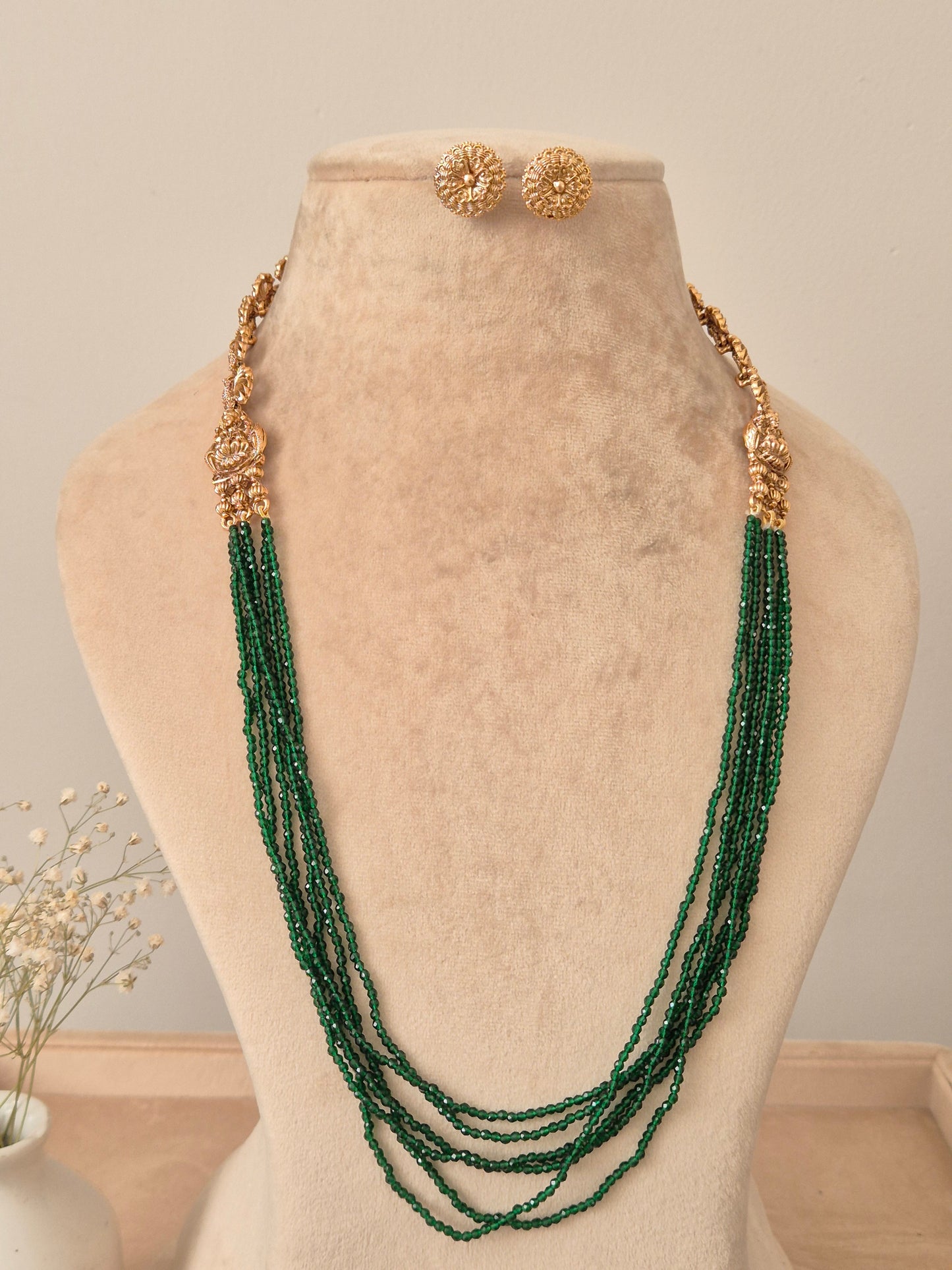 Shwetha Long Golden Necklace Set