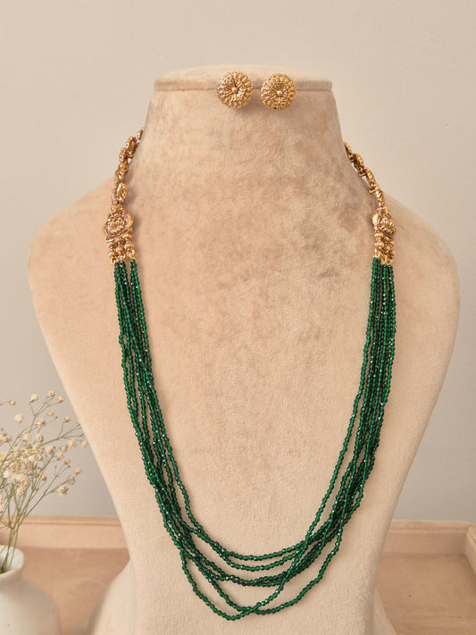 Shwetha Long Golden Necklace Set